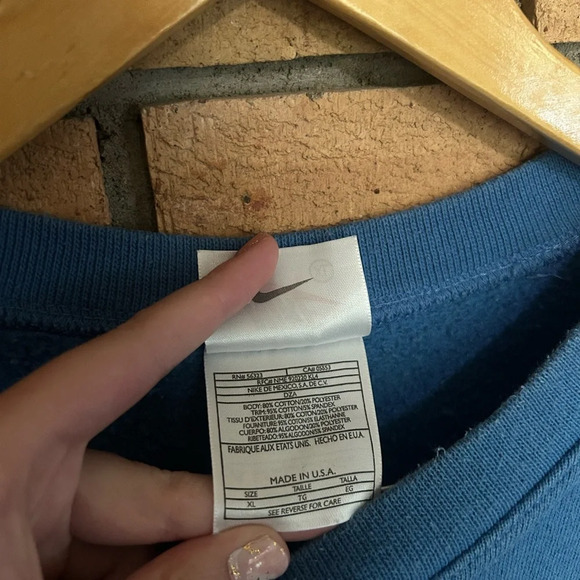 Vintage 90s Nike Light Blue Swoosh Logo Pullover Crewneck Sweatshirt Size XL - Picture 4 of 5